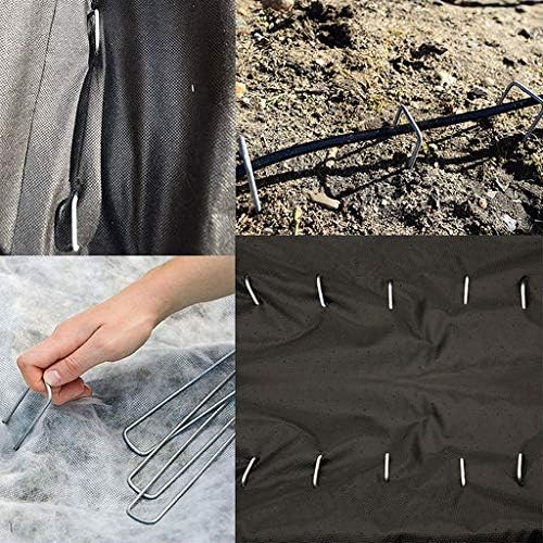 6 Inch Garden Stakes Galvanized Landscape Staples, U-Type Turf Staples for Artificial Grass, Rust Proof Sod Pins Stakes for Securing Fences Weed Barrier, Outdoor Wires Cords Tents Tarps (100 pcs)