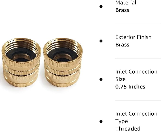 Twinkle Star 2 Pack 3/4" Brass Garden Hose Connector with Dual Swivel for Male Hose to Male Hose, Double Female