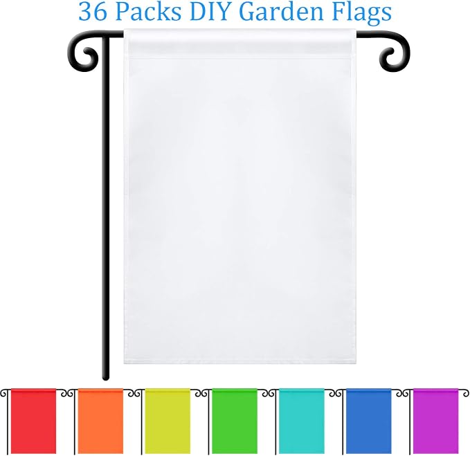 Sublimation Garden Flag Blank Bulk 12x18inch Sublimation Banner Blank Polyester Flags DIY Canvas Sign for Garden Lawn and Yard Courtyard Outside Decoration(36 Pieces)