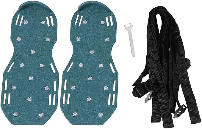 Lawn Aerator, Lawn Aerator Shoes for Grass with Loop and Hook Fastener, 26 Spikes Adjustable Strap Spiked Sandals for Soil Aeration, Lawns dethatcher, Epoxy Shoes(3 Straps)