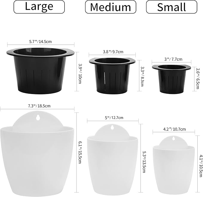 ORIMERC 4 Inch Self Watering Hanging Planters, Wall Mounted Plant Pots with Complete Accessories, Automatic Watering Flower Pots for Indoor Outdoor Garden, Succulents, Herbs, Home Décor, Set of 6