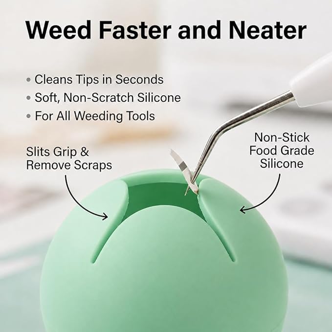 iVyne Berry Suctioned Vinyl Weeding Scrap Collector | Versatile Multi-Surface Suction & Anti-Spill Vinyl Scrap Collector w/Soft and Flexible Silicone to Protect your Weeding Tools | Green, 1 Pack