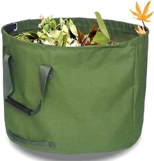 33 Gallon Garden Bag Collapsible, Green Leaf Bag with Military Canvas Fabric, Reusable Garden Waste Bags, Pop Up Gardening Container