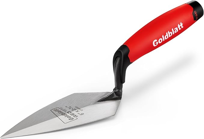 Goldblatt RED Pointing Trowel, 6" x 2-3/4" Upgraded Ground Blade, Professional Masonry Tools, Heavy Duty One-Piece Forging, Durable High Carbon Steel, Soft Handle, for Spreading Mortar, Repairing Gap