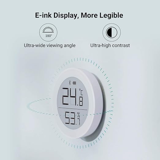 Qingping Digital Bluetooth Thermometer Hygrometer, Accurate Temperature Humidity Monitor, Indoor Smart Temperature Sensor and Humidity Gauge with E Ink Display, 30-Day Free Data Storage for Home
