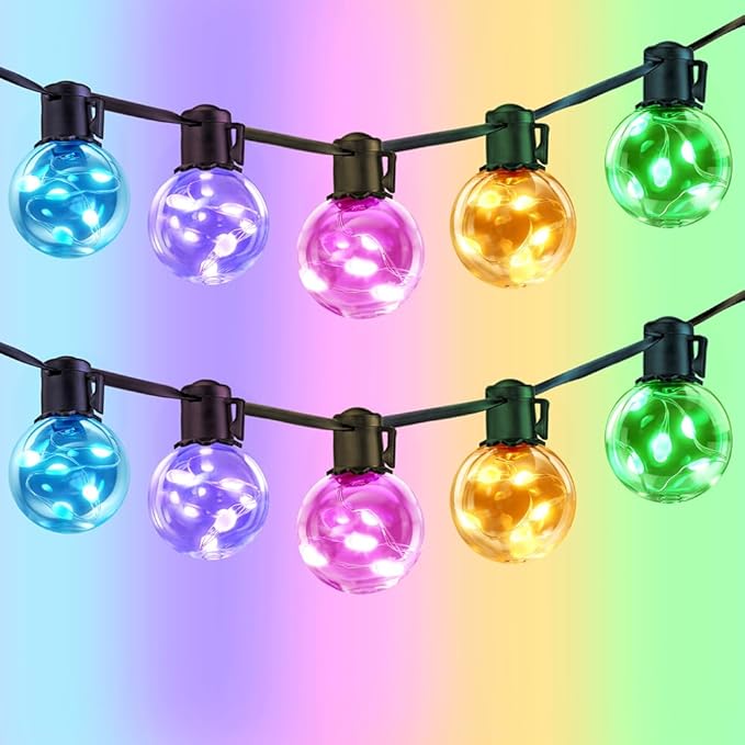Outdoor String Lights USB Plug in, 20ft 15 Bulbs LED Color Changing Hanging Lights Dimmable with 220+ Scene Modes,App Control, Globe Bulb Waterproof for Patio Backyard Balcony Garden Decor