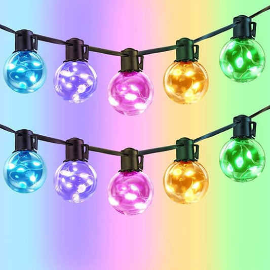 Outdoor String Lights USB Plug in, 20ft 15 Bulbs LED Color Changing Hanging Lights Dimmable with 220+ Scene Modes,App Control, Globe Bulb Waterproof for Patio Backyard Balcony Garden Decor