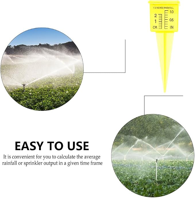 Toyvian Heavy Duty Outdoor Rain Gauge Accurate Plastic Rainfall Measuring Device for Garden Yard Lawn 2-Pack Yellow Rain Gauges with Clear Scale Easy Installation for Weather Monitoring
