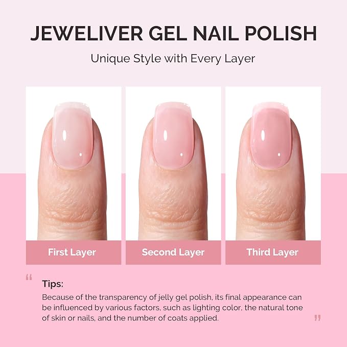 MelodySusie Jeweliver Jelly Gel Nail Polish, 0.5Fl.oz Grace Nude Pink Gel Polish Soak Off UV LED Light Cure Gift for Women Manicure Nail Art DIY at Home B6650