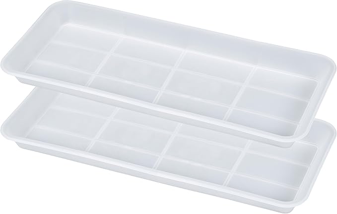 VUWEZ 2 Pack of Plastic Plant Tray Saucer Rectangular 14 inch, Plant Trays Saucers for Indoors Outdoor, Plant Water Drip Tray for Flower Pot Planter, Windowsill Plant Tray (6.8 X 14.5'', Clear)