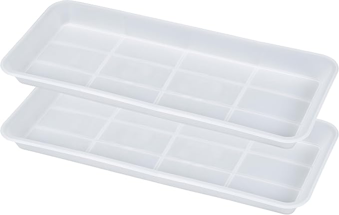 VUWEZ 2 Pack Plastic Plant Tray Saucer Rectangular, Indoors Outdoor Plant Water Drip Tray for Flower Pot Planter, Windowsill (6 X 11 Inch, Clear)