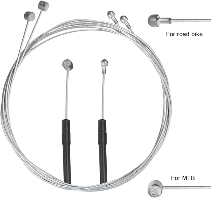 Bike Brake Cable Housing Kit Includes 1 Set Bicycle Brake Line, 2 Pieces V Bike Brake Noodle Cable Guide Pipe and 2 Pieces Plastic Hoses for Road Mountain Bicycle Cycling