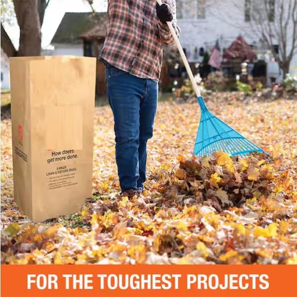 30 Gallon Heavy Duty Paper Refuse Bags – Brown Lawn and Garden Waste Bags, 25 Pack