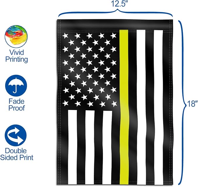Anley Double Sided Premium Garden Flag, Thin Yellow Line US National Decorative Garden Flags - Weather Proof & Double Stitched - 18 x 12.5 Inch