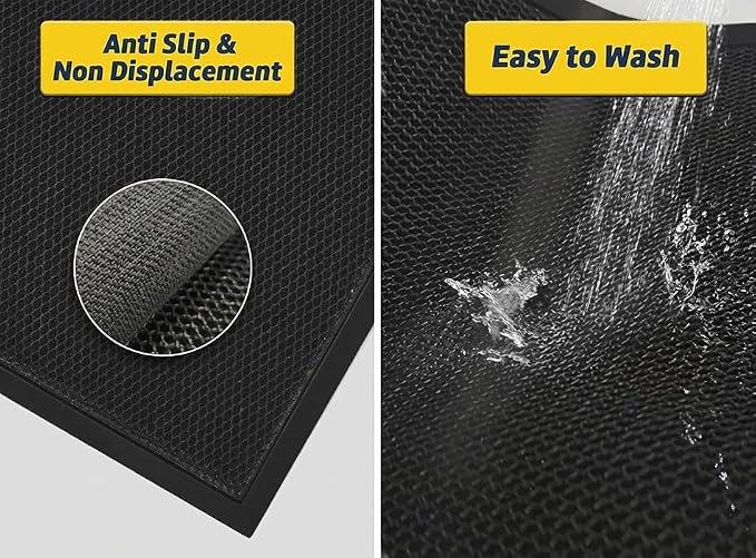Muddy Mat® Meshy Mat™ Door Mat Heavy-Duty Quick-Dry Floor Mat, Sand & Dirt Trapper for Indoor & Outdoor, Ideal for Entrance, Mudrooms,Patios & Garages,Low-Profile,Non-Slip,Washable– Black 48"x72"x0.4"