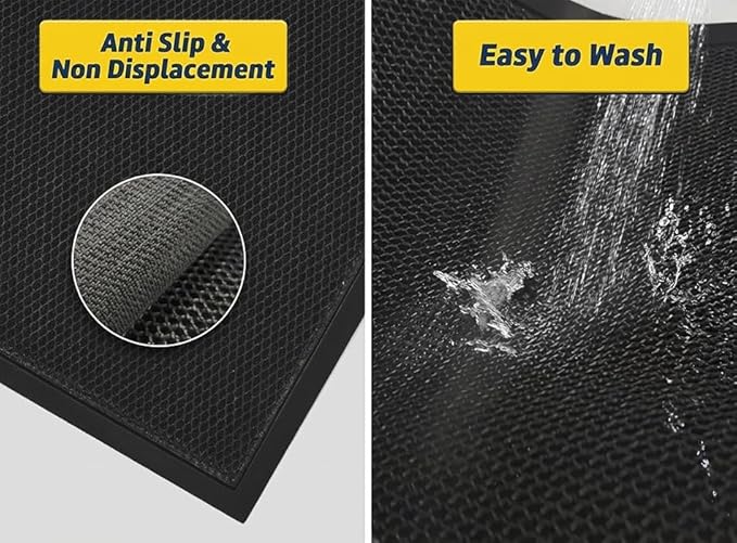 Muddy Mat® Meshy Mat™ Door Mat Heavy-Duty Quick-Dry Floor Mat, Sand & Dirt Trapper for Indoor & Outdoor, Ideal for Entrance, Mudrooms,Patios & Garages,Low-Profile,Non-Slip,Washable– Black 23"x35"x0.4"