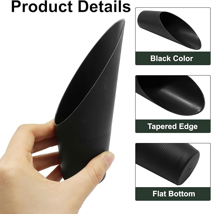 1 Pcs Bonsai Soil Scoops Plastic Garden Shovels Garden Tool, Colorful Mini Potting Scoops for Plant Succulent, Lightweight and Stable Design for Easy Gardening and Transplanting Tasks (Black)