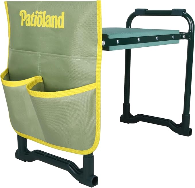 Garden Kneeler and Seat with 1 Tool Bag, 10.2" Widen Heavy Duty Thicken Soft Kneeling Pad, 2-in-1 Folding Garden Stool, Outdoor Yard Work Seat, Ideal Gardening Gifts for Mom, Women, Grandma