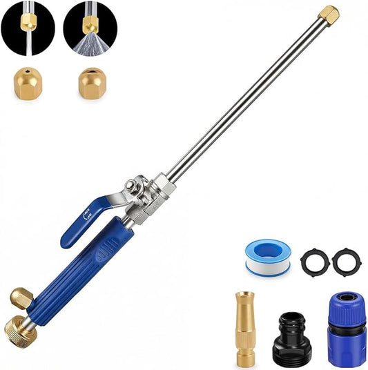 Hydro Jet High Pressure Power Washer - Magic Power Washer Extendable Wand, Flexible Water Hose Universal Nozzle, Gutter Patio Car Pet Window Cleaning (18inch-Blue)