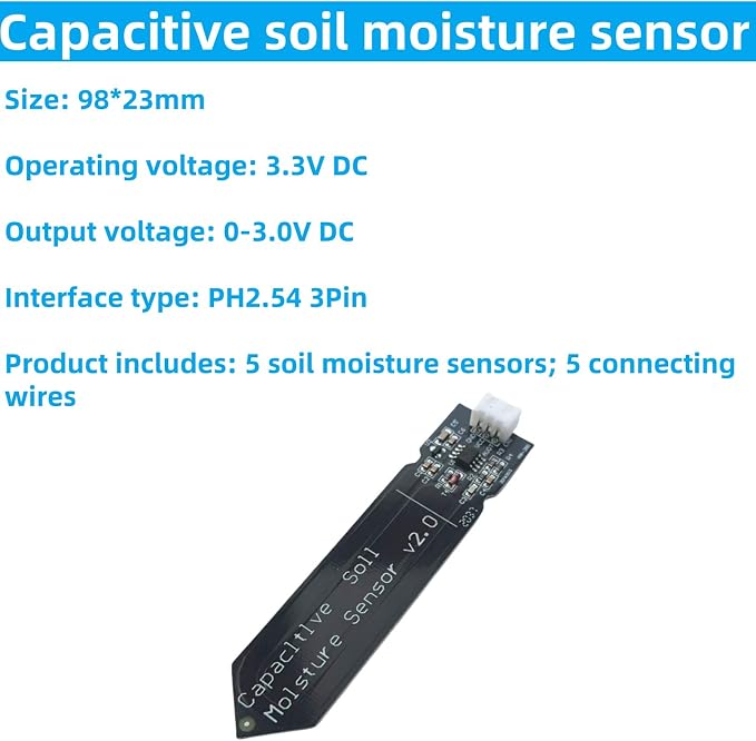 10Pcs 3.3V Capacitive Soil Moisture Sensor Module | Compatible with Arduino Raspberry Pi