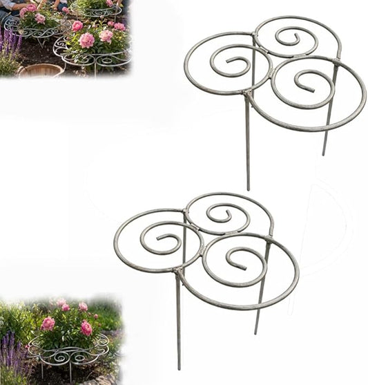 Metal Plant Support Ring for Garden, Peony Cage Stand, Indoor Pots, Flower Hoop, Decorative Grow Through Rings, Stackable Houseplant Stake, Dahlia Cage, Outdoor Orchid Clip(2PCS,Small)