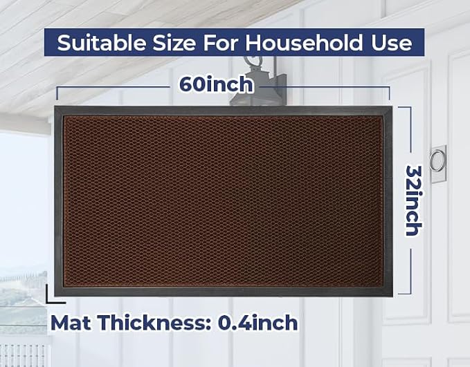 Muddy Mat® Meshy Mat™ Door Mat Heavy-Duty Quick-Dry Floor Mat, Sand & Dirt Trapper for Indoor & Outdoor, Ideal for Entrance, Mudrooms,Patios & Garages,Low-Profile,Non-Slip,Washable– Brown 32"x60"x0.4"