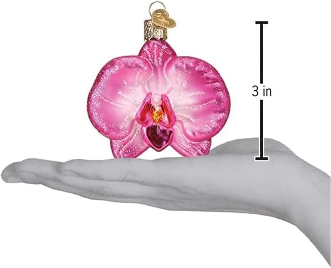 Old World Christmas Orchid Glass Blown Ornament for Christmas Tree, Handcrafted Holiday Decoration, Garden Collection