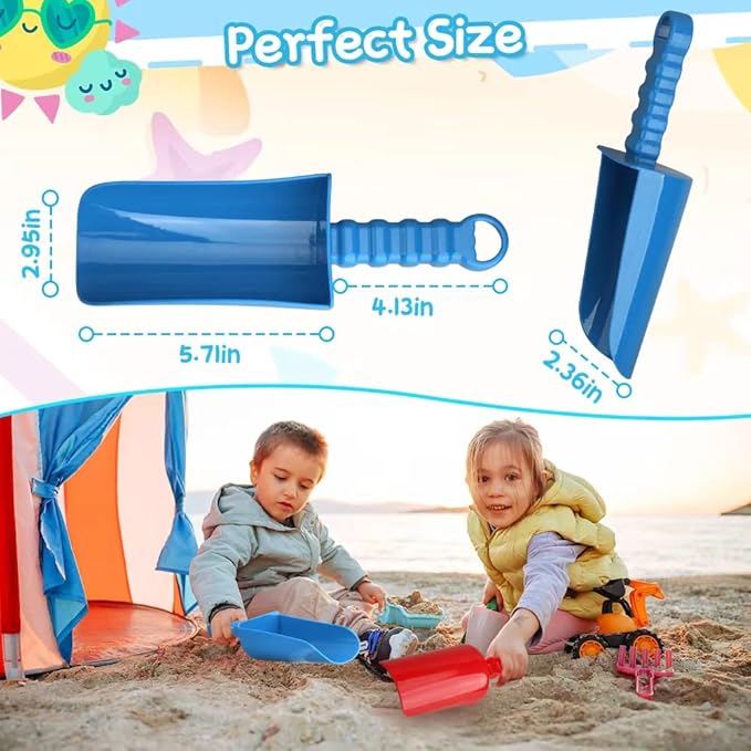 LNCOJOLM 3 PCS Thick 9" Beach Shovel Spade Scoop Trowel Sand Toys for Kid Toddler Adult, Plastic Heavy Duty Garden Digging Planting Shovel Tool Kit Sandbox Toys Gift Set Party Favor
