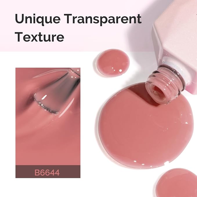 MelodySusie Jeweliver Jelly Gel Nail Polish, 0.5Fl.oz Mauve Sheer Pink Gel Polish Soak Off UV LED Light Cure Gift for Women Manicure Nail Art DIY at Home B6644