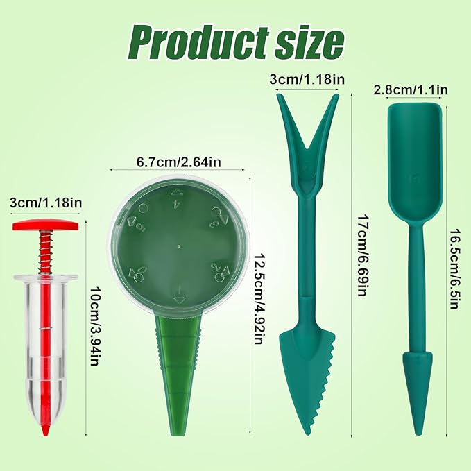 6pcs Seed Spreader Tool Set, Including 2 Small Seed Planter Sower Handheld Plastic 2 Mini Sowing Seed Dispenser 2 Tiny Seedlings Dibber and Widger Tool for Planting Gardening Vegetables Flowers