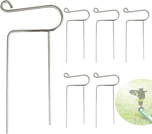 6pcs Stainless Steel Garden Hose Guides, Heavy Duty Hose Guide Stakes, Sturdy Stainless Steel Metal Garden Stakes Exterior Patio Lawn Hose Guards,for Garden Yard Plant Protection