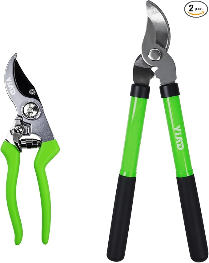 Garden Shears Set with Bypass Pruning Shears & Loppers，Lightweight Garden Clippers for Backyard Gardening, Rose Bush Pruning, Shrub Trimming, Deadheading Flowers, Easy Cutting for Women & Seniors