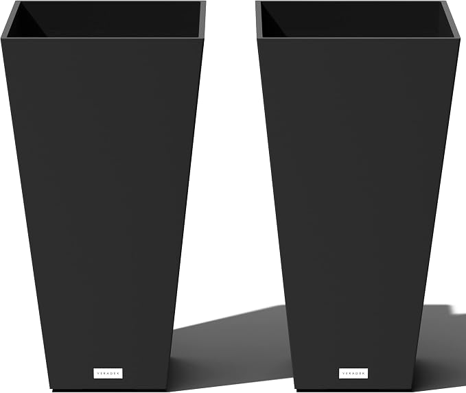 Veradek V-Resin Indoor/Outdoor Taper Planter (26 inch-2 Pack, Black)