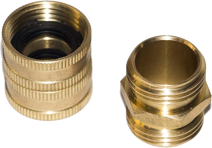 Hourleey Garden Hose Adapter, 3/4 Inch Solid Brass Hose Connectors Adapters Male to Male, Female to Female, 4 Pack