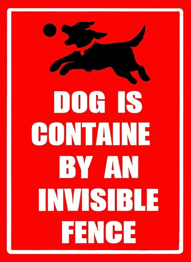 Invisible Fence Yard Sign with Stakes,Rust Free Aluminum(8 * 12in),beware of dogs Sign for garden，Dog Is Contained by An A Invisible Fence Yard Sign