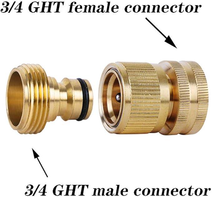 Quick Connect Hose Fitting, Solid Brass Garden Hose Quick Connectors 3/4 Inch Thread No-Leak Water Hose Repair Fittings Male and Female Hose Adapter - 3Packs