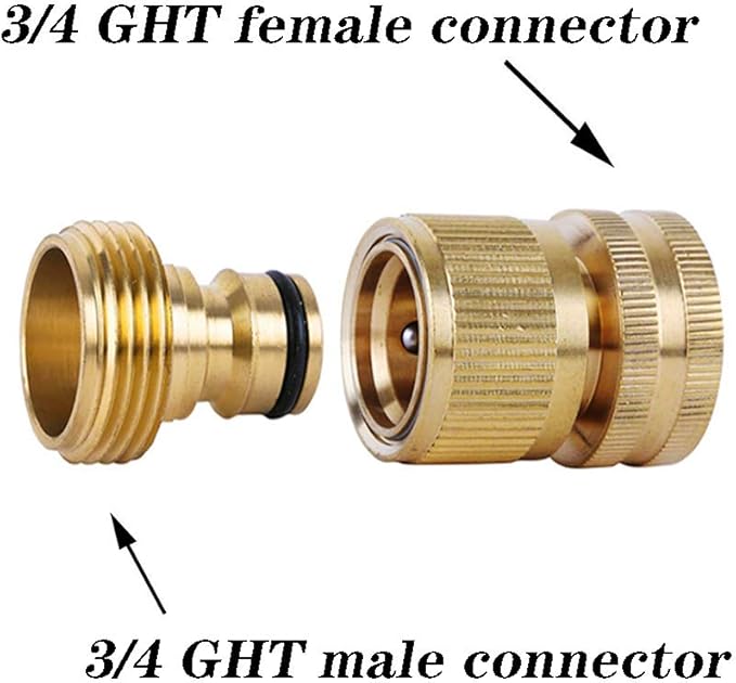 Quick Connect Hose Fitting, Solid Brass Garden Hose Quick Connectors 3/4 Inch Thread No-Leak Water Hose Repair Fittings Male and Female Hose Adapter - 5Packs
