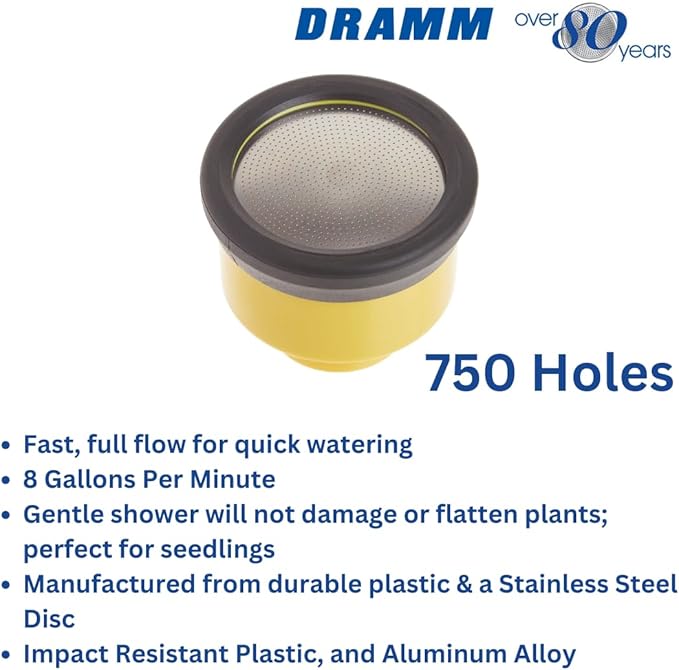 Dramm 22731 750PL 8 GPM Plastic Water Breaker Nozzle , Yellow