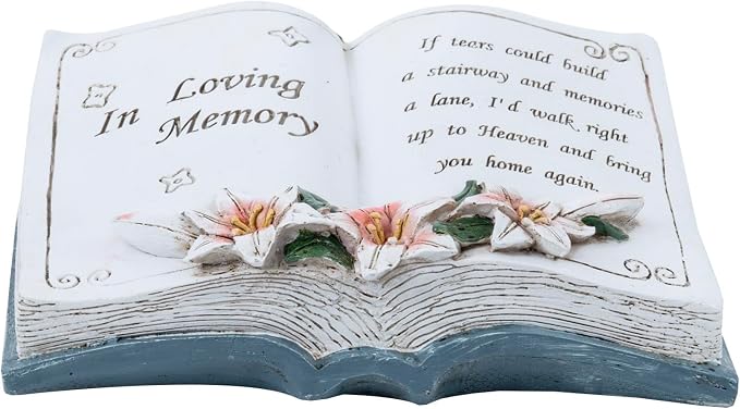 MyGift 6 Inch Memorial Garden Stone, Vintage Book Design Bereavement Gift for Loss of Loved One, Decorative Remembrance Plaque for Outdoor Garden & Cemetery Graveside Ornament