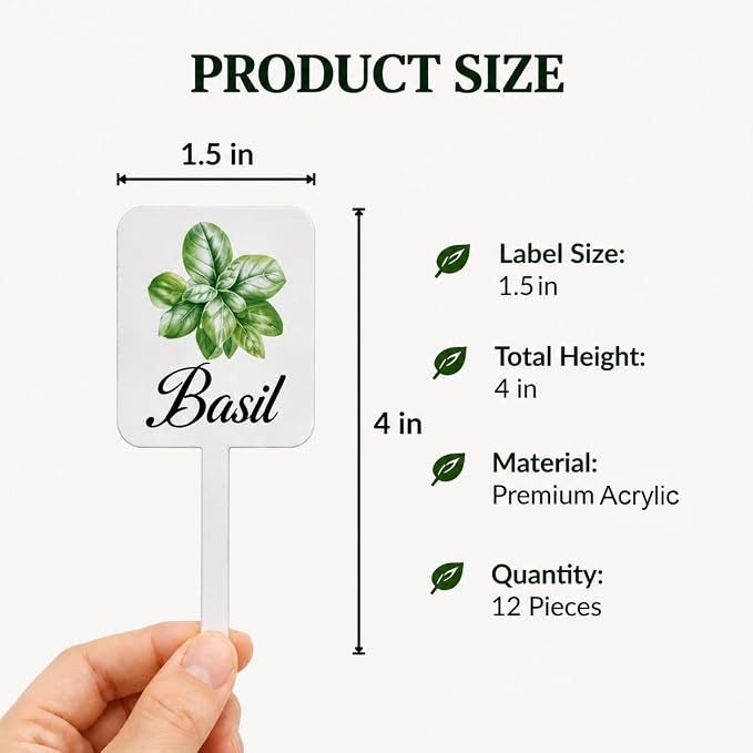 12Pcs Herb Garden Signs - 12 Styles Plant Labels with Names for Vegetables, Indoor/Outdoor Garden Decoration
