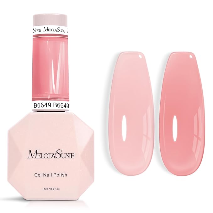 MelodySusie Jeweliver Jelly Gel Nail Polish, 0.5Fl.oz Classic Nude Pink Gel Polish Soak Off UV LED Light Cure Gift for Women Manicure Nail Art DIY at Home B6649