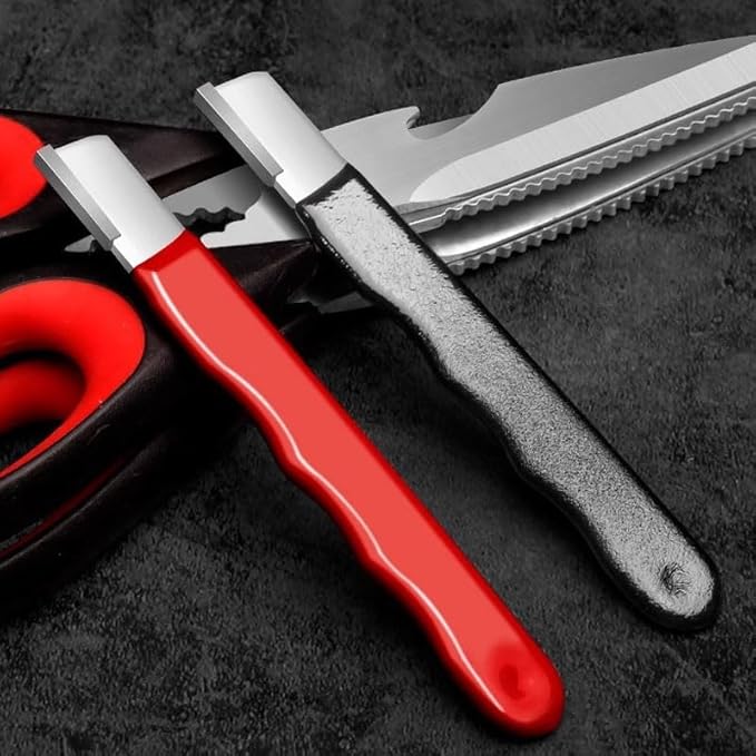 4Pcs Professional Kitchen Knife Scissors Sharpener Tungsten Diamond Ceramic Sharpening Stone for All Blades Including Garden Shears Black Red