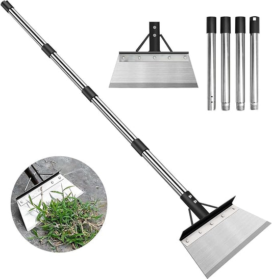 INCIKITI Multifunctional Garden Cleaning Shovel, Heavy Duty Steel Flat Shovel with 59" Adjustable Handle, Snow Ice Scraper, Outdoor Spade Tool for Weeding, Lawn Edging, Digging, Ice Removal