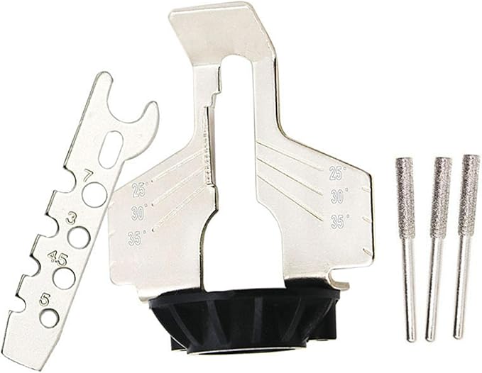 Chainsaw Sharpening Attachment Kit Rotary Tool, Chain Saw Blade Teeth Sharpener Set, Sharpening Attachment with Drill Head and Rulers for Gardening Lawn Mower Chainsaw