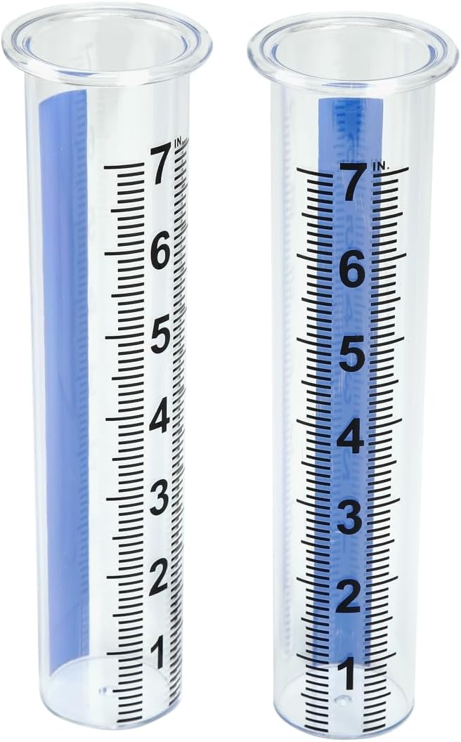 BinaryABC 2PCS Plastic Rain Gauge Replacement Tube,8.3 Inch Transparent Outdoor Rain Meter Tubes for Lawn Garden Yard Home