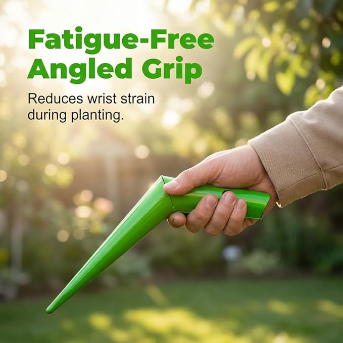 Plant Hole Digger for Planting, Stainless Steel Hand Dibber Bulb Planter Tool with Handle, Handheld Garden Seed Digger for Drilling Holes for Tulips, Daffodils, Vegetables (1PCS)