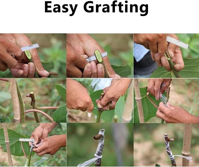 Double Blades Garden Knife for Budding Pruning with 3 Rolls Grafting Tape, Flexible Grafting Kit for Floral Fruit Tree