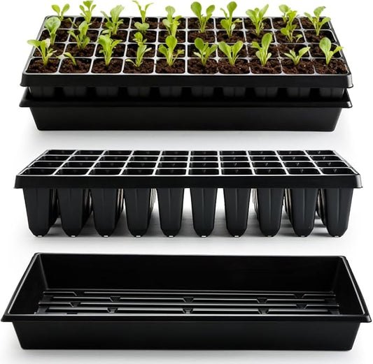 RooTrimmer 10 Pack 1020 Seed Starter Trays and 10 Pcs 40 Cell Plug Trays, Thick Durable Seedling Plastic Nursery Tray for TD542 1020 Tray Germination (10 Sets)