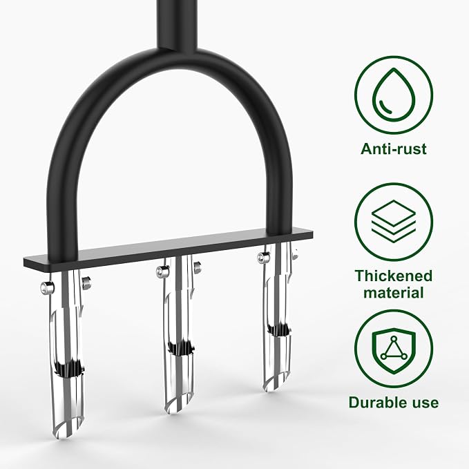 Lawn Aerator Coring Tool, Aerator Lawn Tool with 3 Hollow Tines, Manual Core Aerator for Lawn Garden Care and Loosen Compacted Soil, Lawn Aeration, Garden Tool