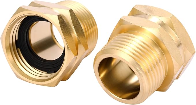 2 Pack Brass Garden Hose Adapter, 3/4" GHT Female x 3/4" NPT Male Connector,GHT to NPT Adapter Brass Fitting,Brass Garden Hose to Pipe Fittings Connect